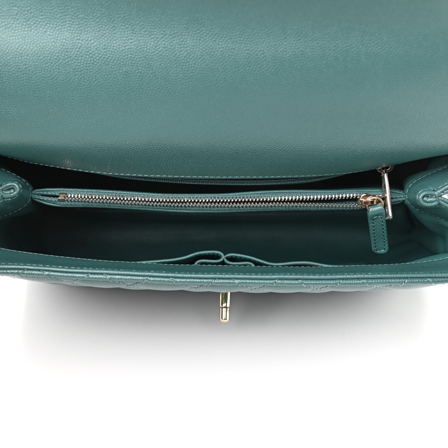 Chanel Caviar Quilted Medium Coco Handle Flap Dark Green 4 of 10