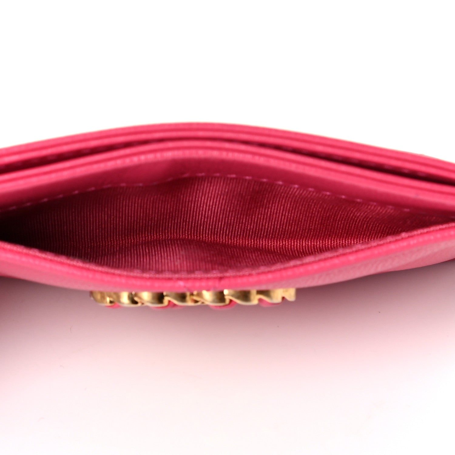 Chanel Lambskin Quilted Chanel 19 Card Holder Dark Pink 4 of 6