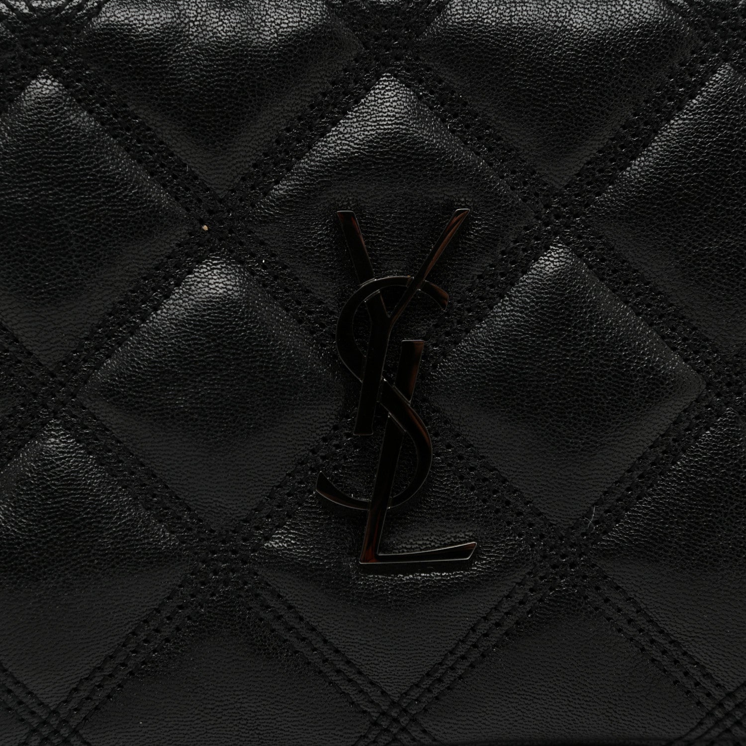 Saint Laurent Grained Lambskin Quilted Mini Becky Double Zip Bag Black 8 of 11