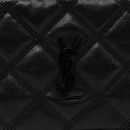 Saint Laurent Grained Lambskin Quilted Mini Becky Double Zip Bag Black 8 of 11