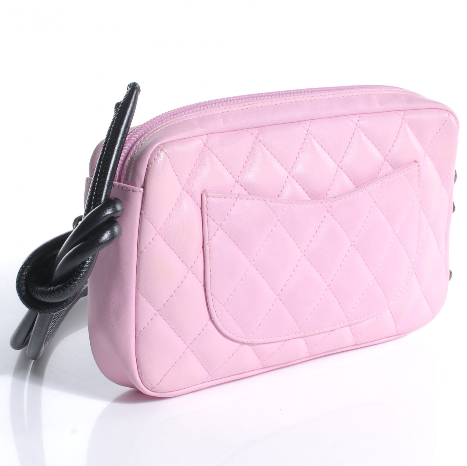 Chanel Calfskin Quilted Cambon Pochette Pink Black 3 of 7