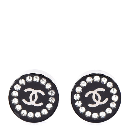Chanel Resin Crystal CC Earrings Black 1 of 5