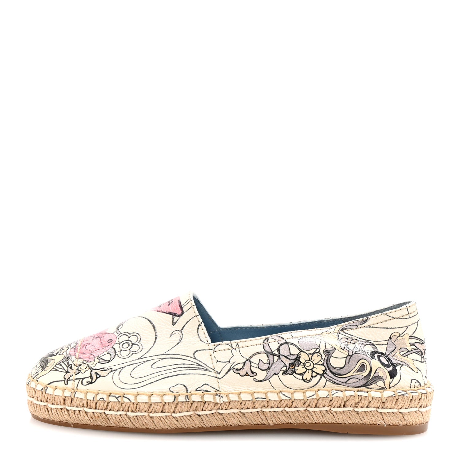 Prada X JAMES JEAN Glace Calfskin Rabbit Print Espadrilles 38 Opaline 1 of 9