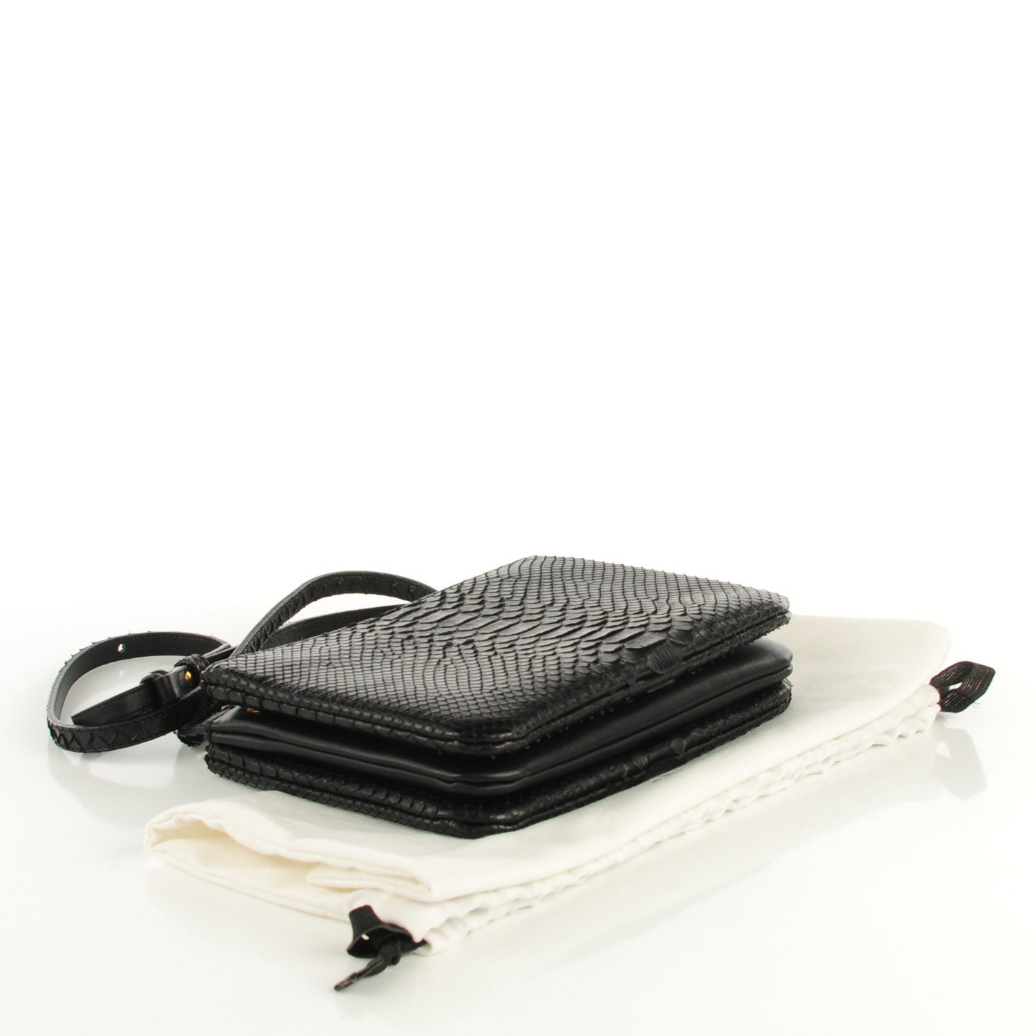 Celine Python Small Trio Crossbody Bag Black 4 of 7