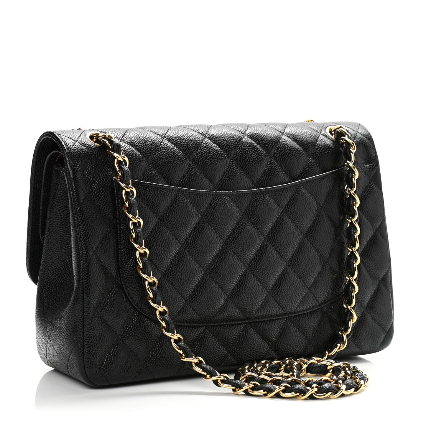 Caviar Quilted Jumbo Double Flap Black