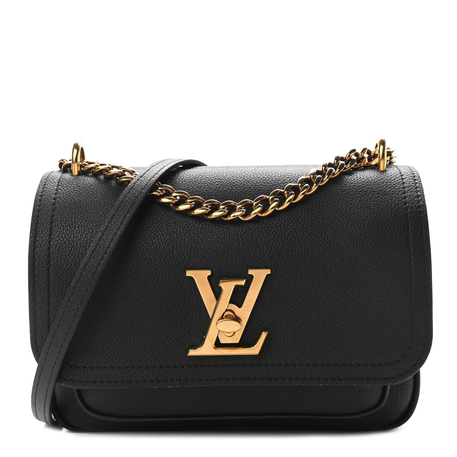 Louis Vuitton Grained Calfskin Lockme Chain Bag Black 1 of 11