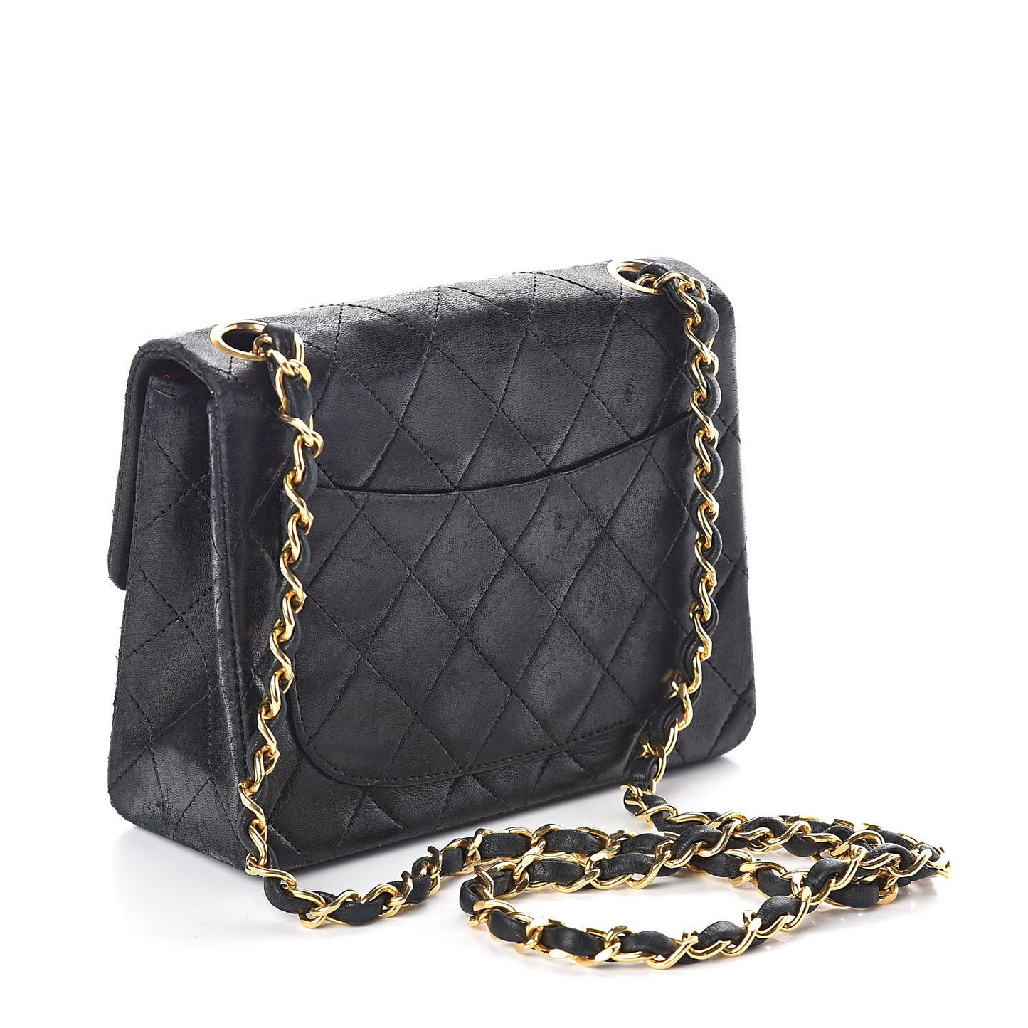 Lambskin Quilted Mini Square Flap Black