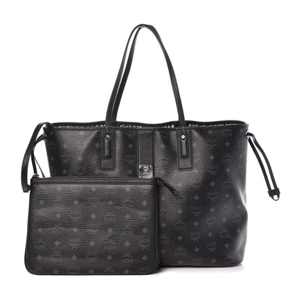 MCM Visetos Large Liz Reversible Shopper Tote Black 4 of 16