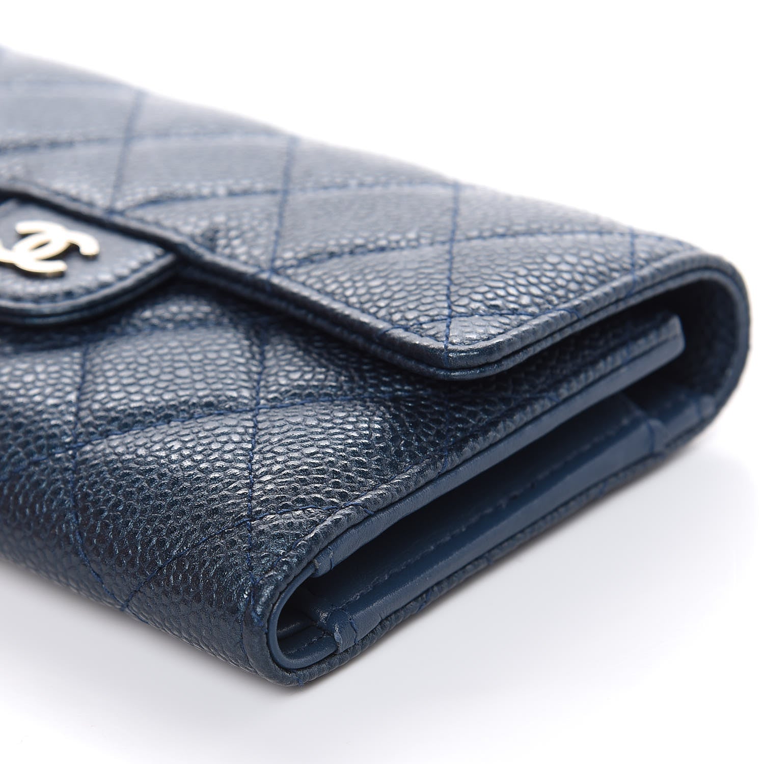 Chanel Iridescent Caviar Quilted Medium Flap Wallet Dark Blue 10 of 11