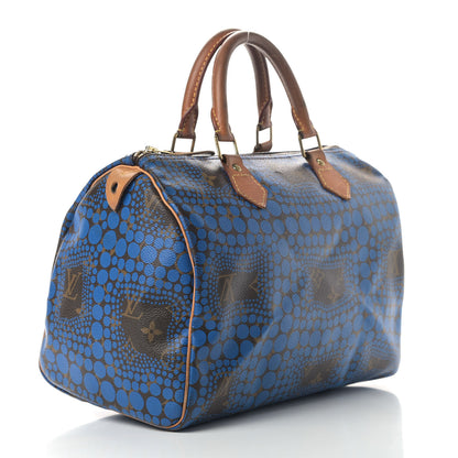Louis Vuitton Monogram Kusama Town Speedy 30 Blue 2 of 17