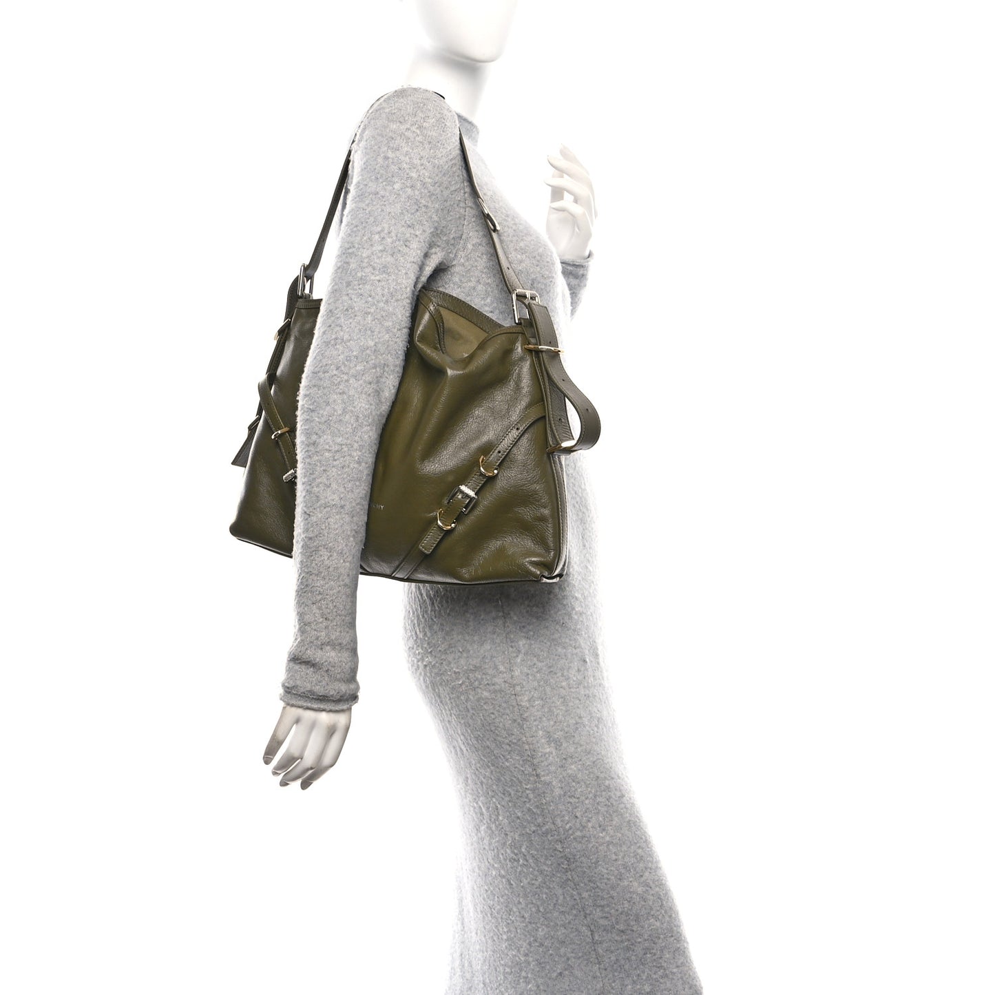 Calfskin Medium Voyou Bag Dark Khaki