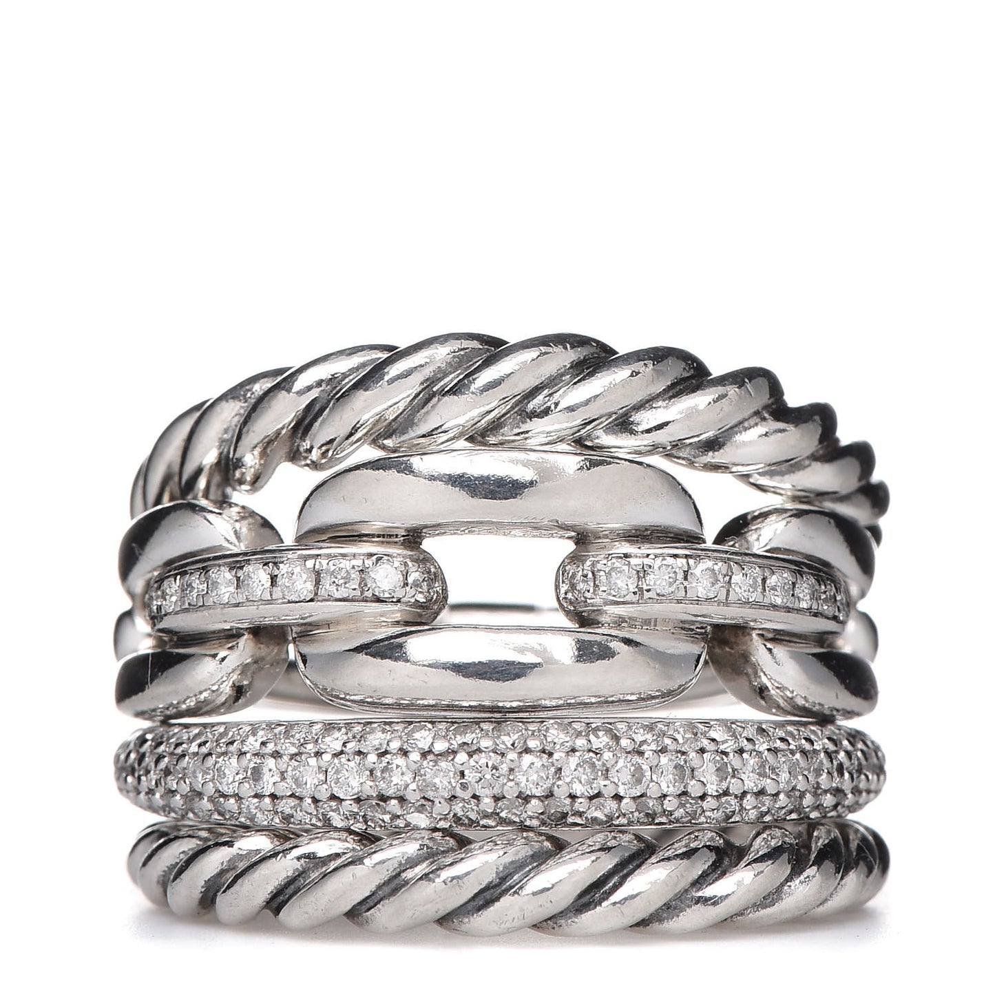 Sterling Silver Diamond Wellesley Four-Row Ring 50 5.5
