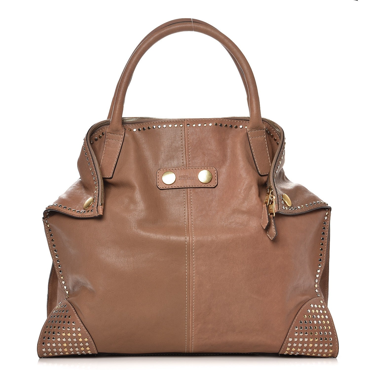 Alexander McQueen Calfskin Studded Large De Manta Tote Turtle Dove 1 of 8