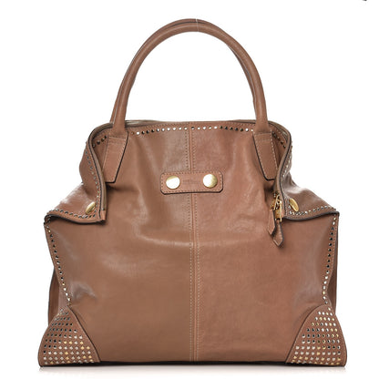 Alexander McQueen Calfskin Studded Large De Manta Tote Turtle Dove 1 of 8