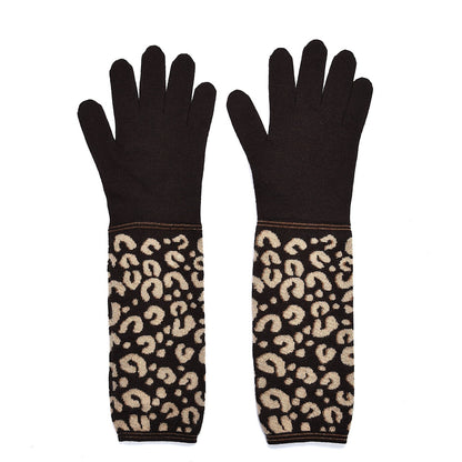 Louis Vuitton Cashmere Silk Leopard Long Gloves Marron 2 of 4