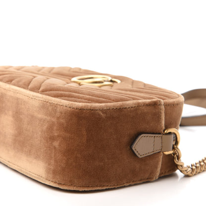 Gucci Velvet Matelasse Small GG Marmont Chain Shoulder Bag Taupe 7 of 11