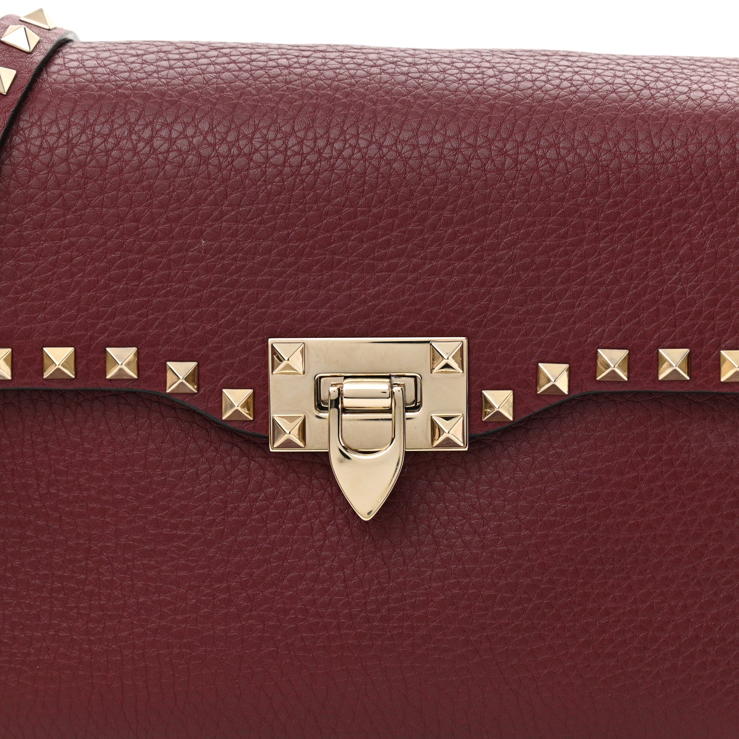 Valentino Garavani Pebbled Calfskin Medium Rockstud Flap Saddle Bag Rubino 7 of 10