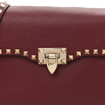 Valentino Garavani Pebbled Calfskin Medium Rockstud Flap Saddle Bag Rubino 7 of 10