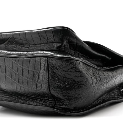 Saint Laurent Nubuck Crocodile Embossed Monogram Medium Niki Chain Satchel Black 10 of 10