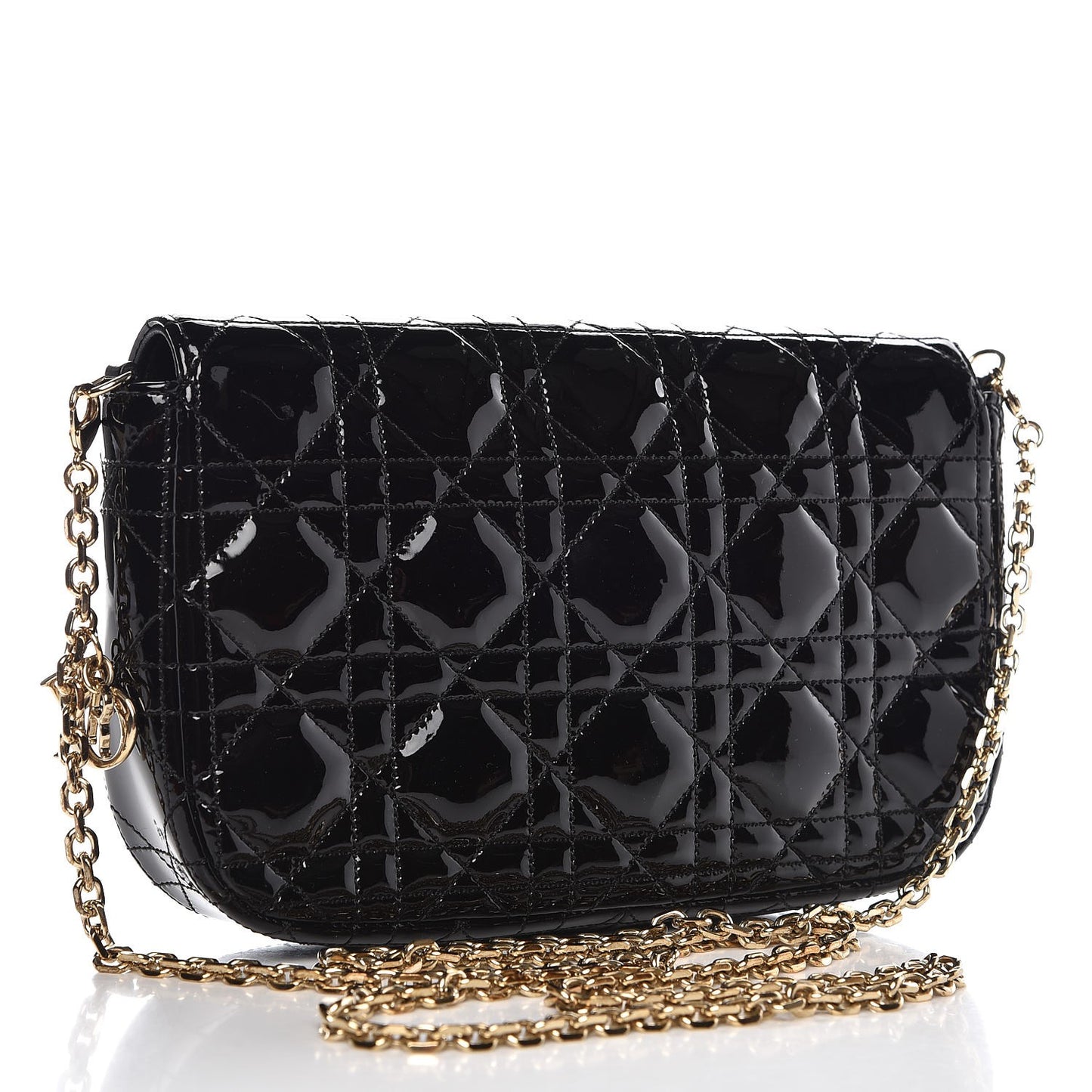 Patent Cannage Miss Dior Promenade Pouch Black