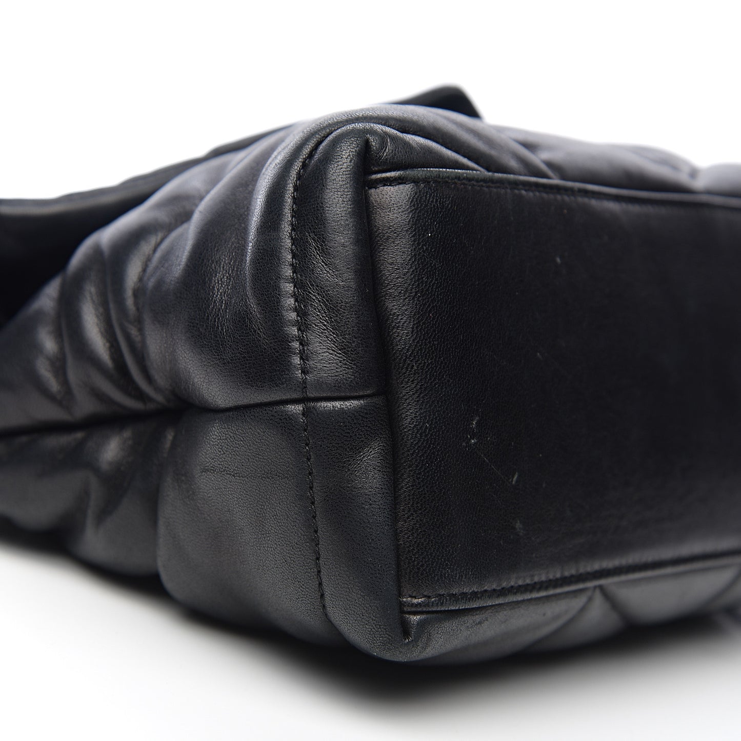Lambskin Quilted Small Loulou Puffer Monogram Chain Satchel Black