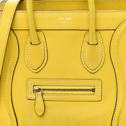 Celine Drummed Calfskin Nano Luggage Citron 11 of 20
