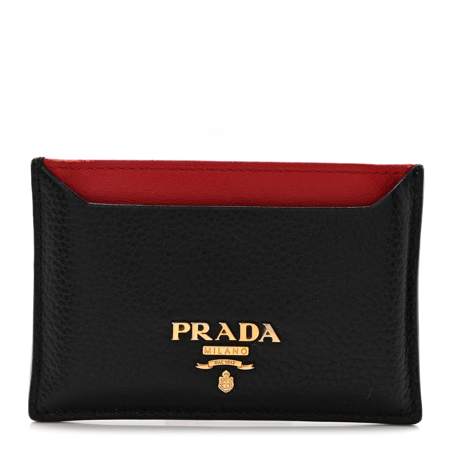 Vitello Grain Metal Card Holder Black Fuoco