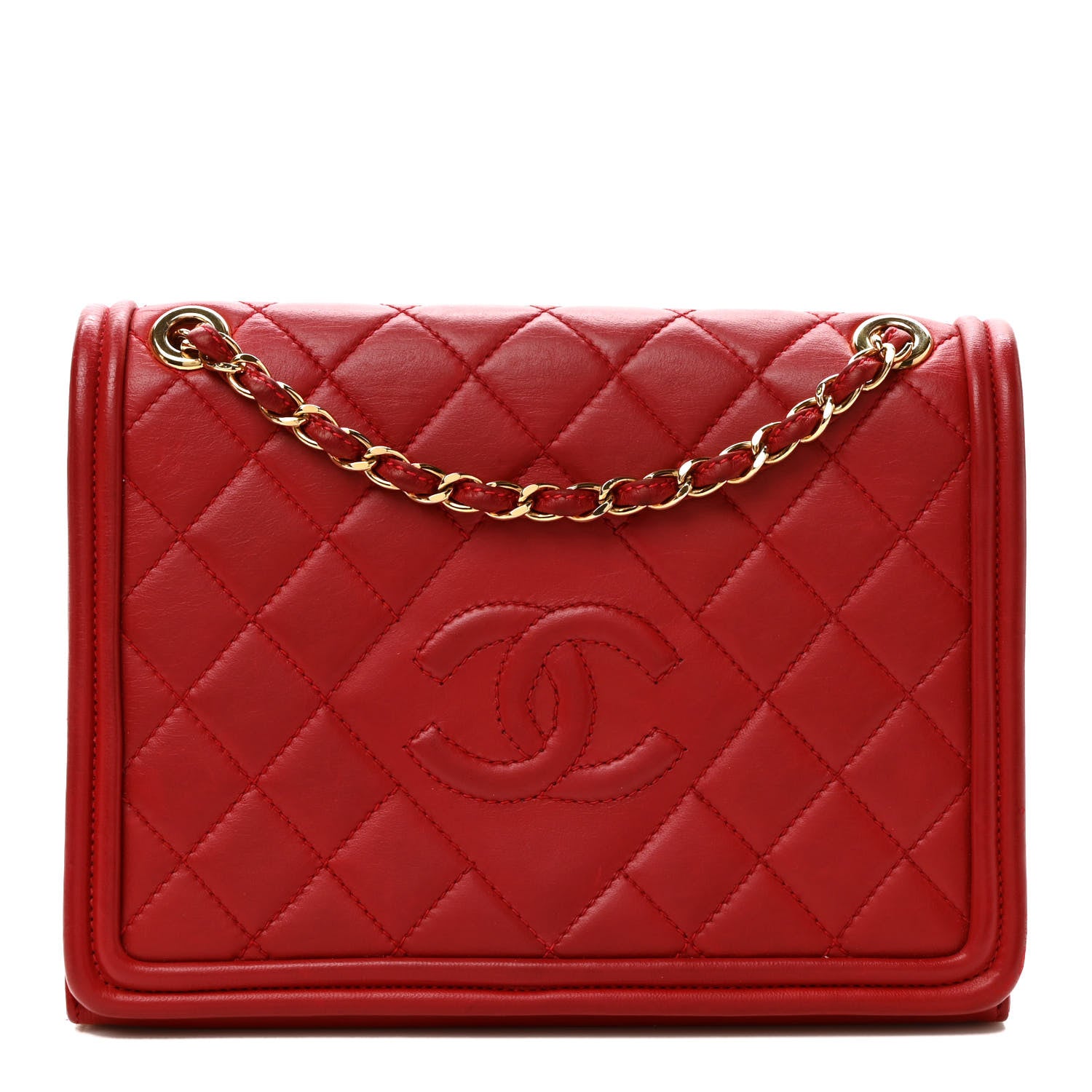 Chanel Lambskin Quilted Small Single Flap Red 1 of 10