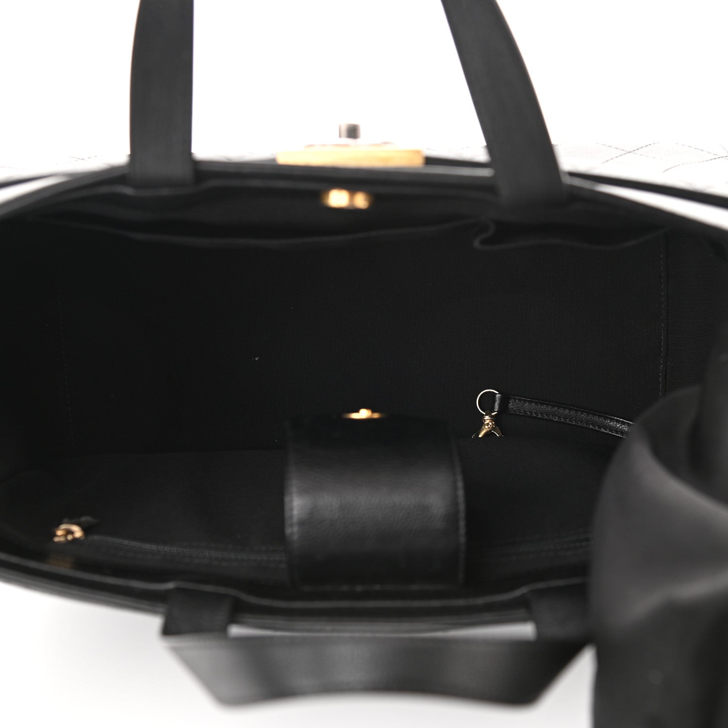 Chanel Calfskin Stitched Large Straight Lines Shopping Tote Black 8 of 13