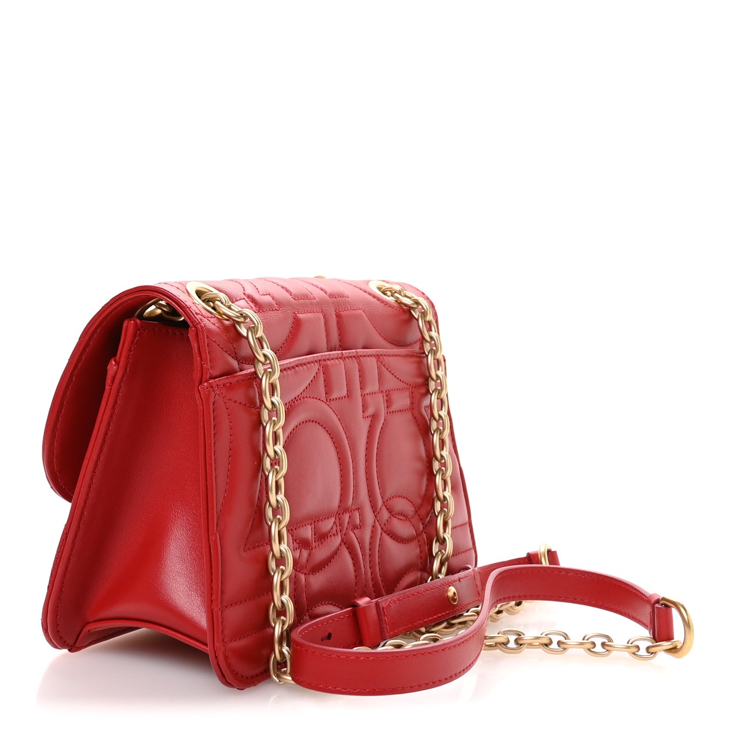 Calfskin Quilted Gancini Flap Bag Lipstick