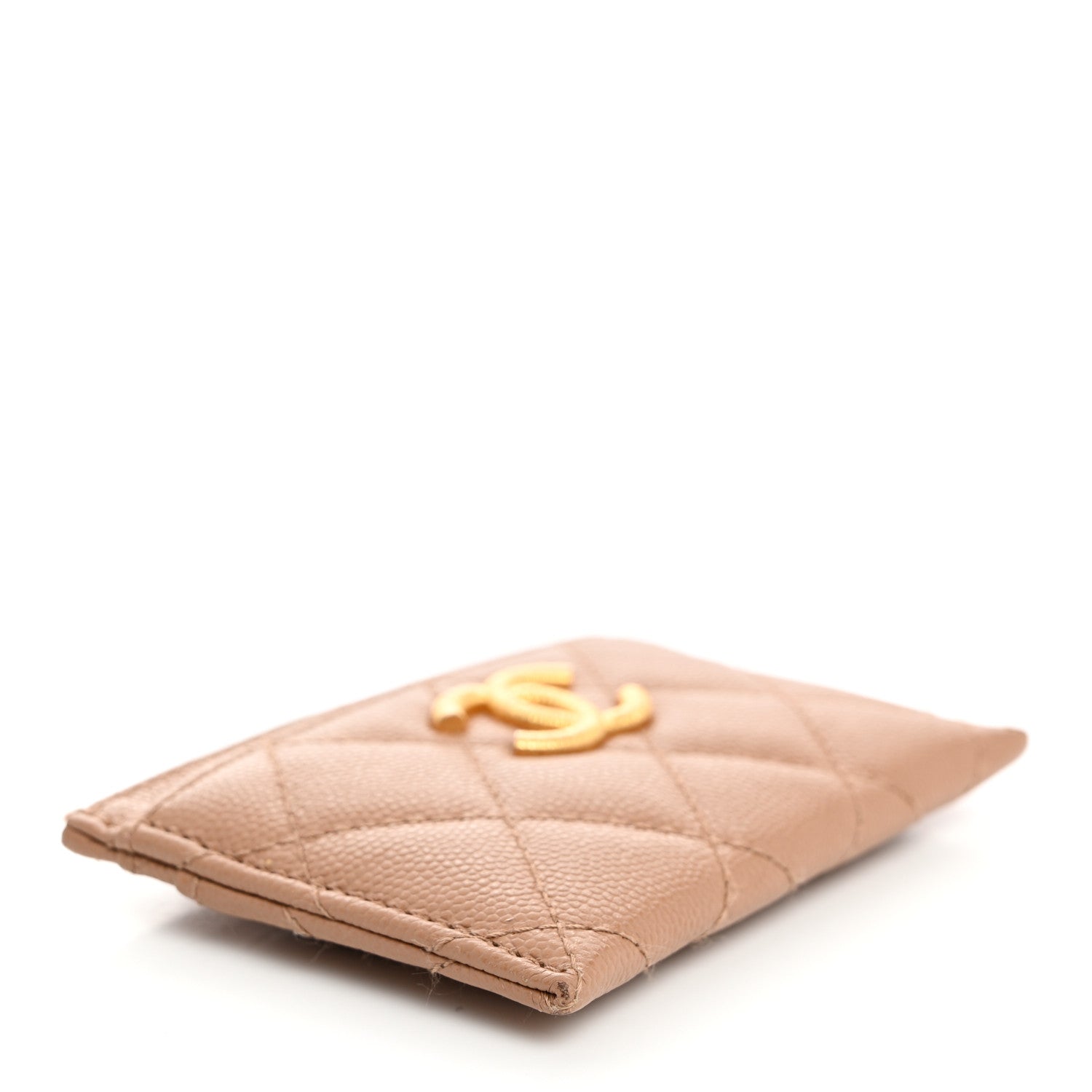 Chanel Caviar Quilted Textured CC Card Holder Dark Beige 4 of 11