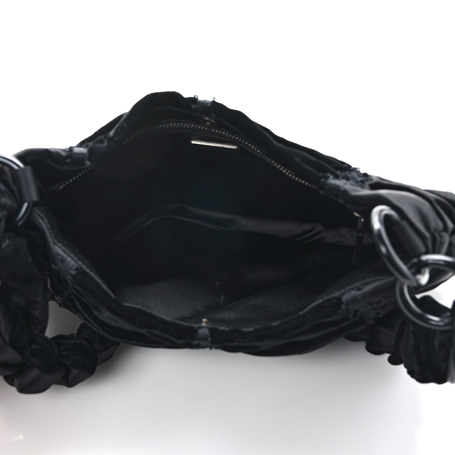 Prada Satin Velvet Drawstring Shoulder Bag Black 5 of 10