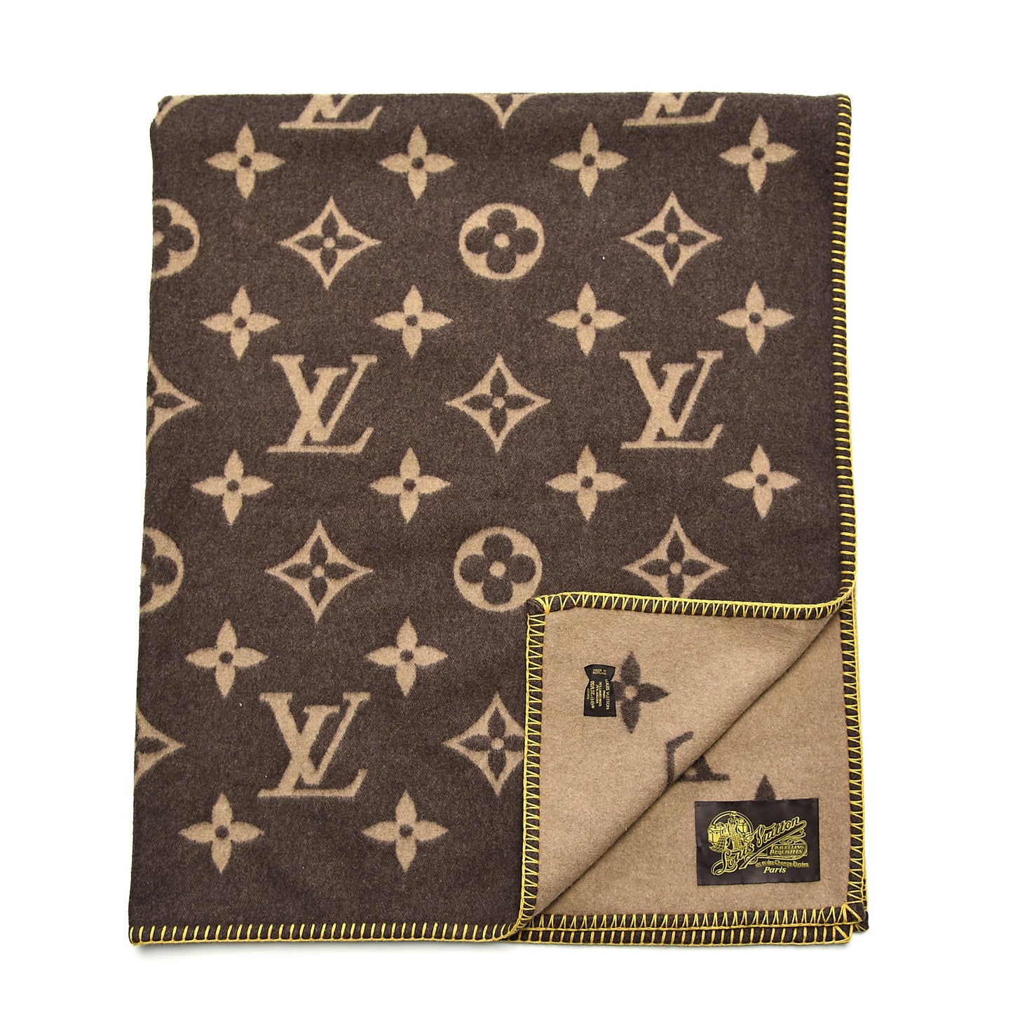 Wool Cashmere Monogram Blanket Marron