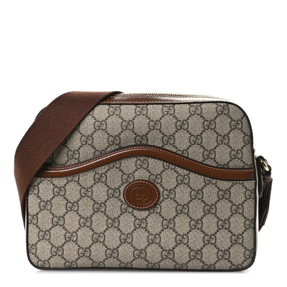 Gucci GG Supreme Monogram Azalea Calfskin Retro Interlocking G Messenger Shoulder Bag Beige Ebony Brown Sugar 1 of 10