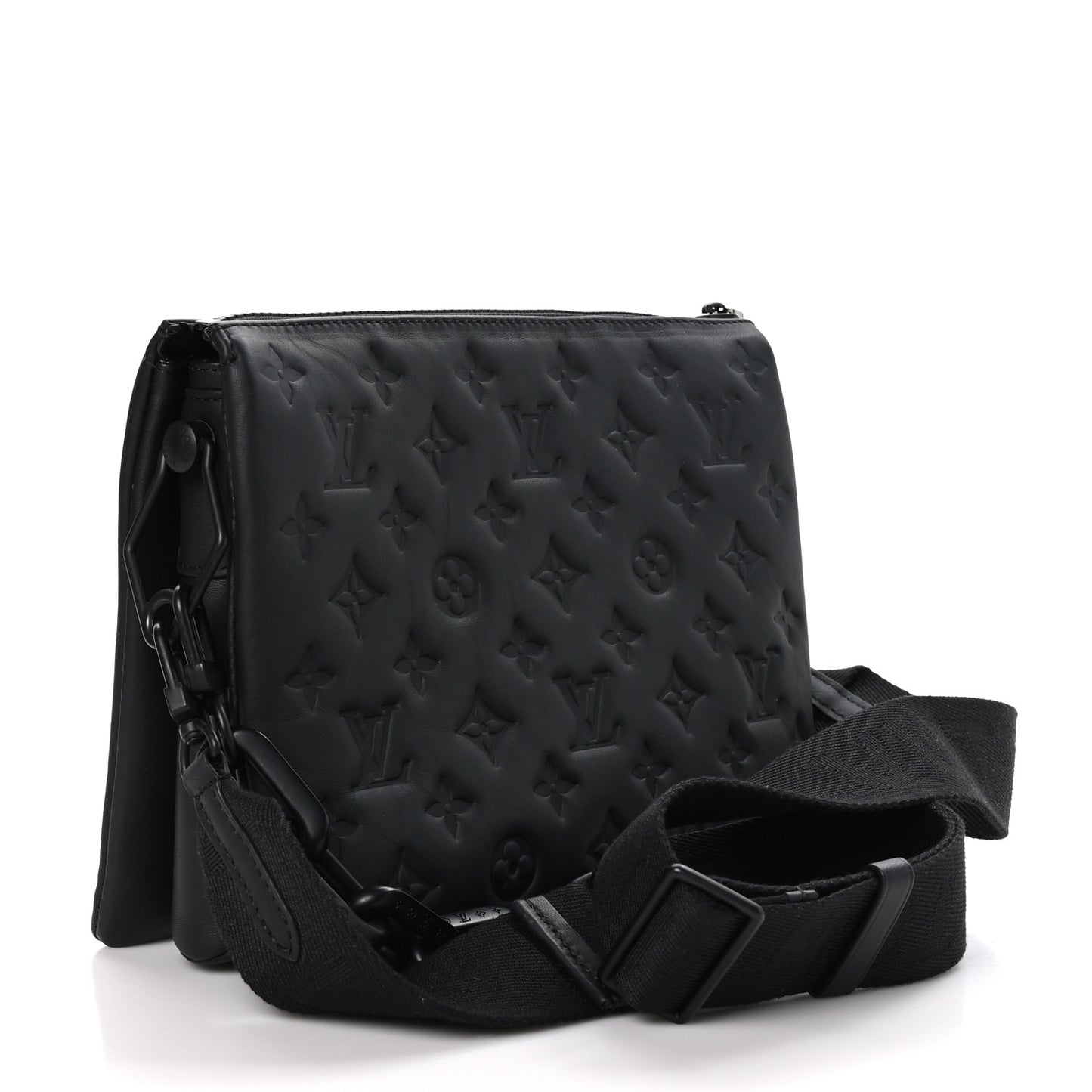 Matte Lambskin Embossed Monogram Black Out Coussin PM All Black