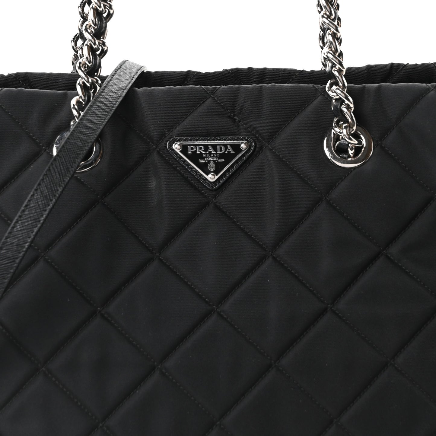 Nylon Tessuto Impuntu Quilted Tote Black