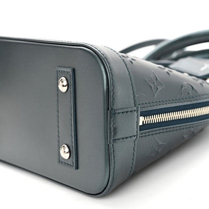 Louis Vuitton Metallic Calfskin Debossed Monogram Alma BB Steel Blue 9 of 9