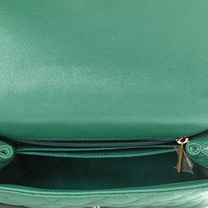 Chanel Caviar Quilted Lizard Embossed Mini Coco Handle Flap Green 5 of 13