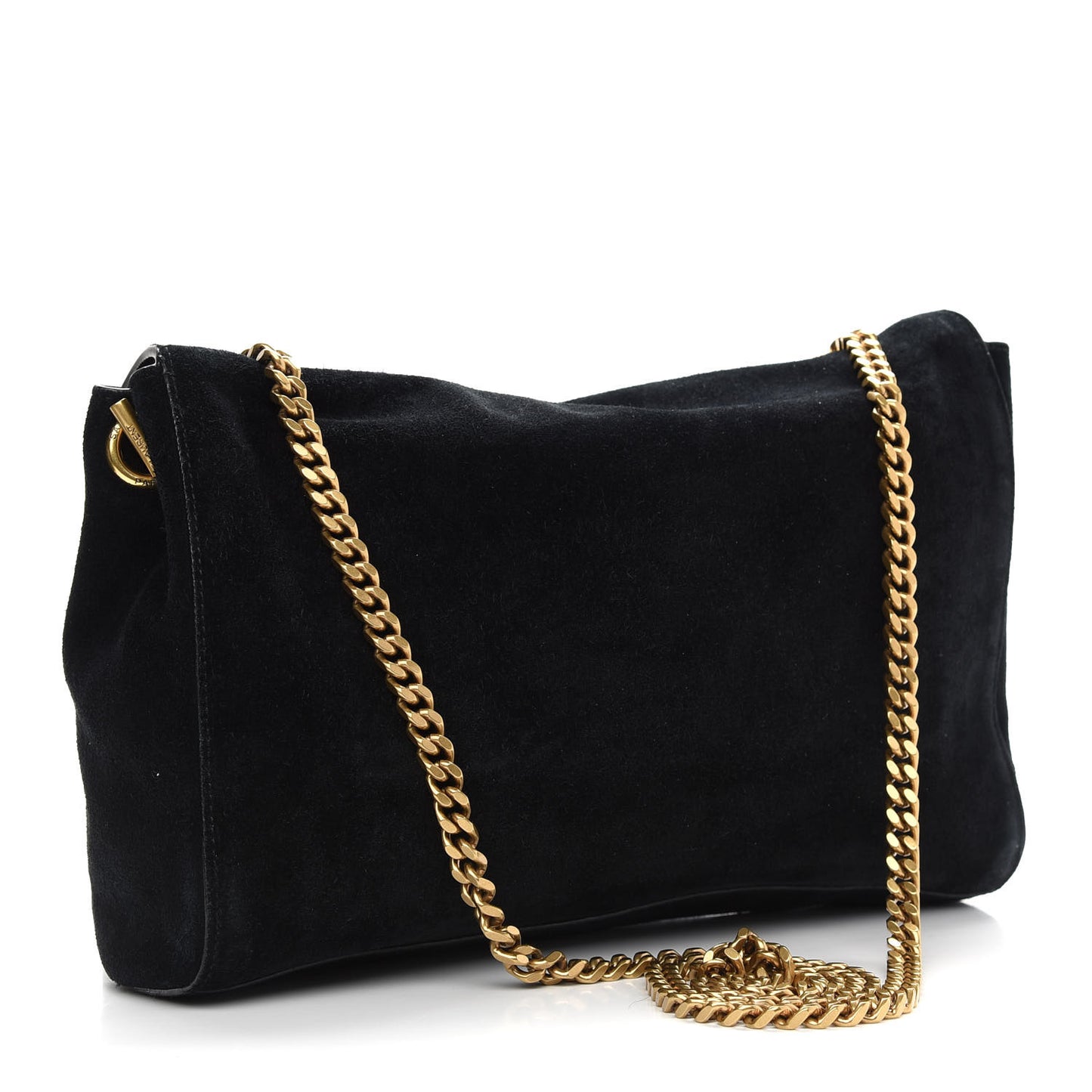 Smooth Calfskin Suede Medium Reversible Monogram Kate Satchel Black