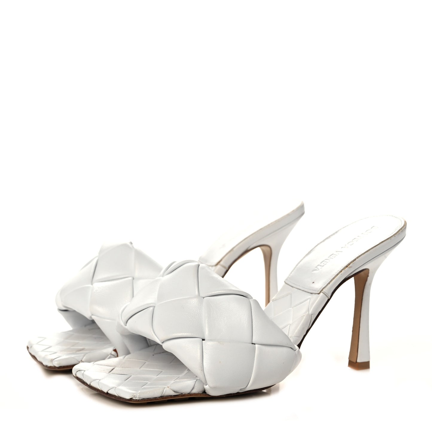 Nappa Maxi Intrecciato Lido Mule Sandals 37 Optic White