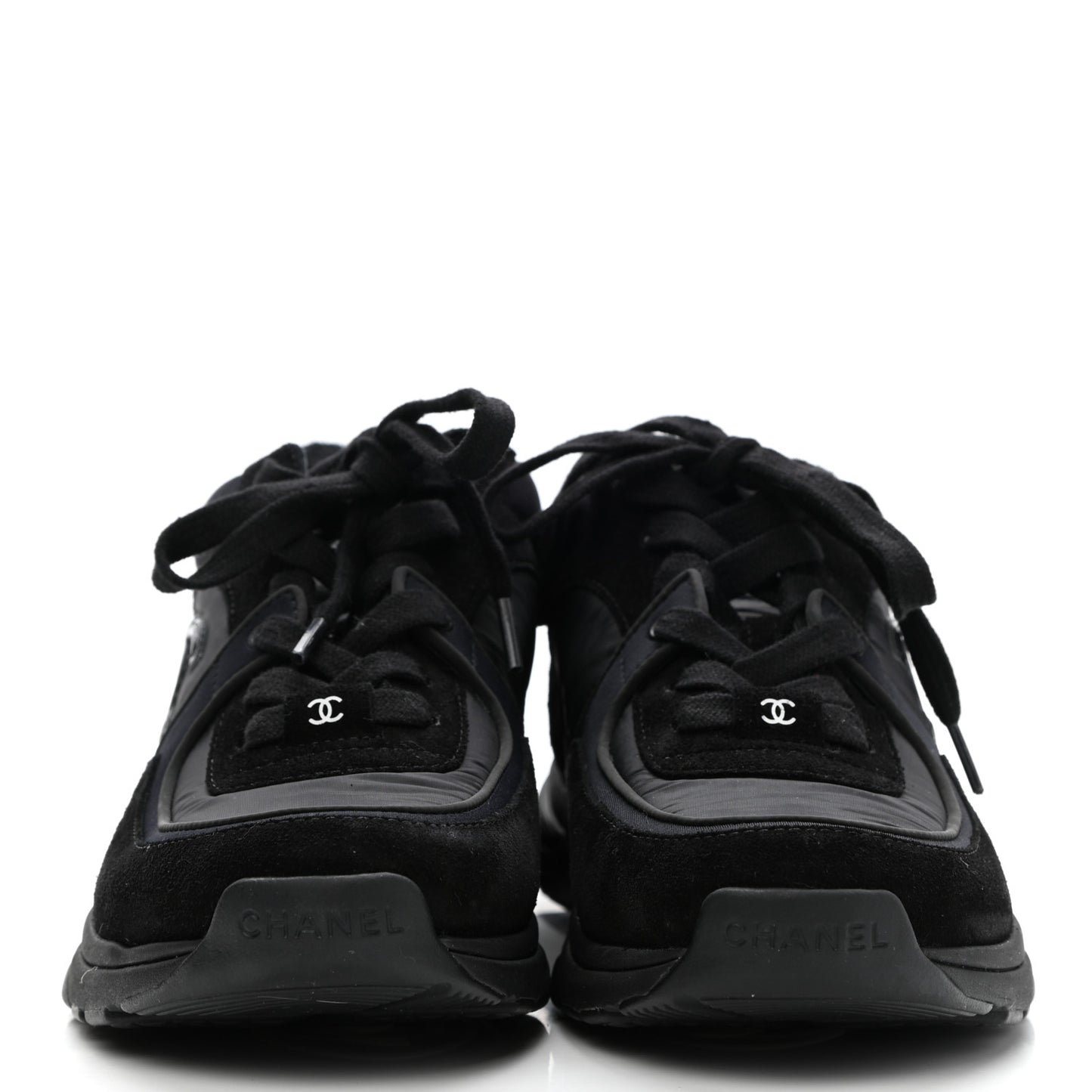 Nylon Calfskin Suede CC Sneakers 37 Black