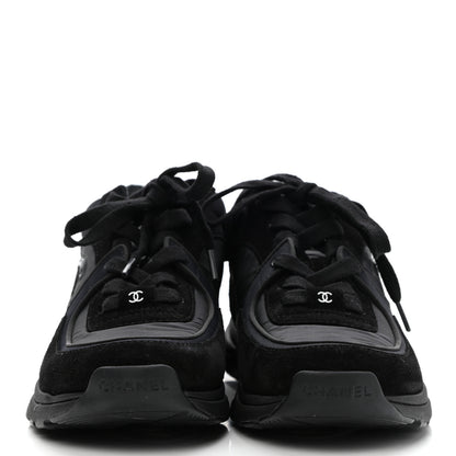 Chanel Nylon Calfskin Suede CC Sneakers 37 Black 2 of 9