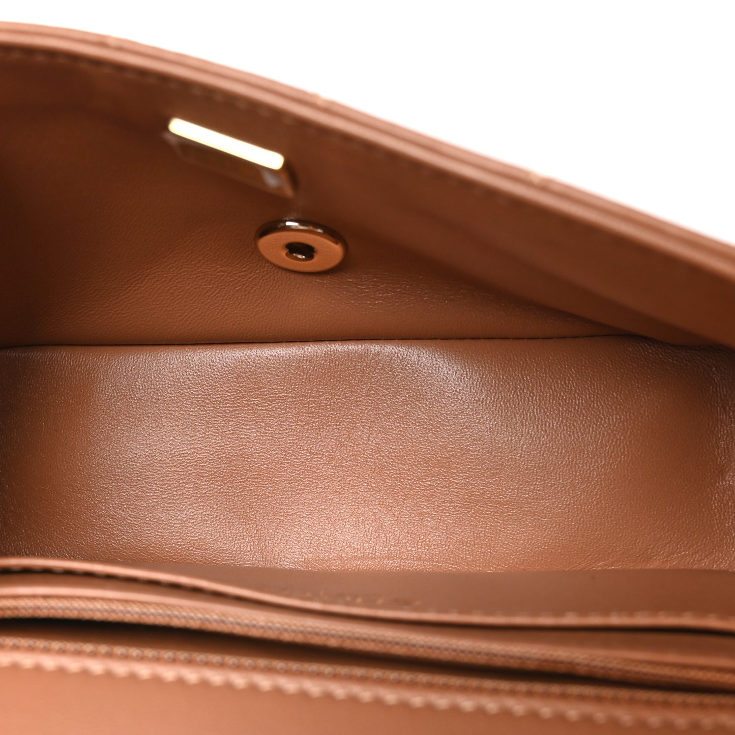 Lambskin Quilted Mini Rectangular Flap Brown