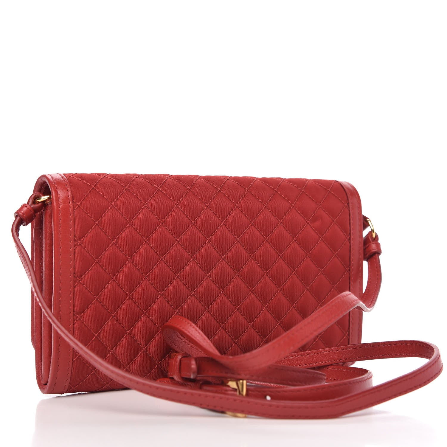 Prada Tessuto Quilted Mini Crossbody Wallet Fuoco 3 of 9