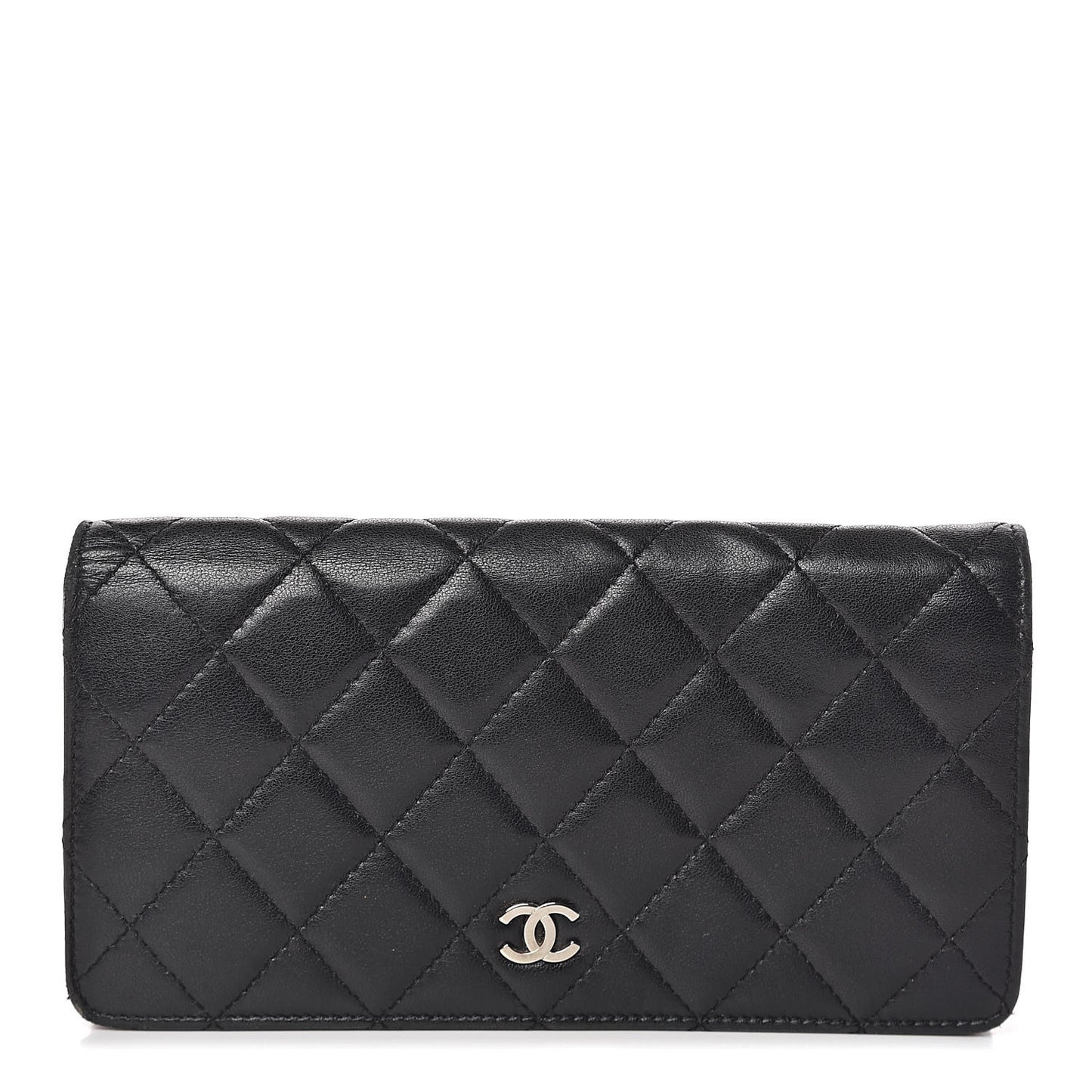 Lambskin Quilted Yen Wallet Black