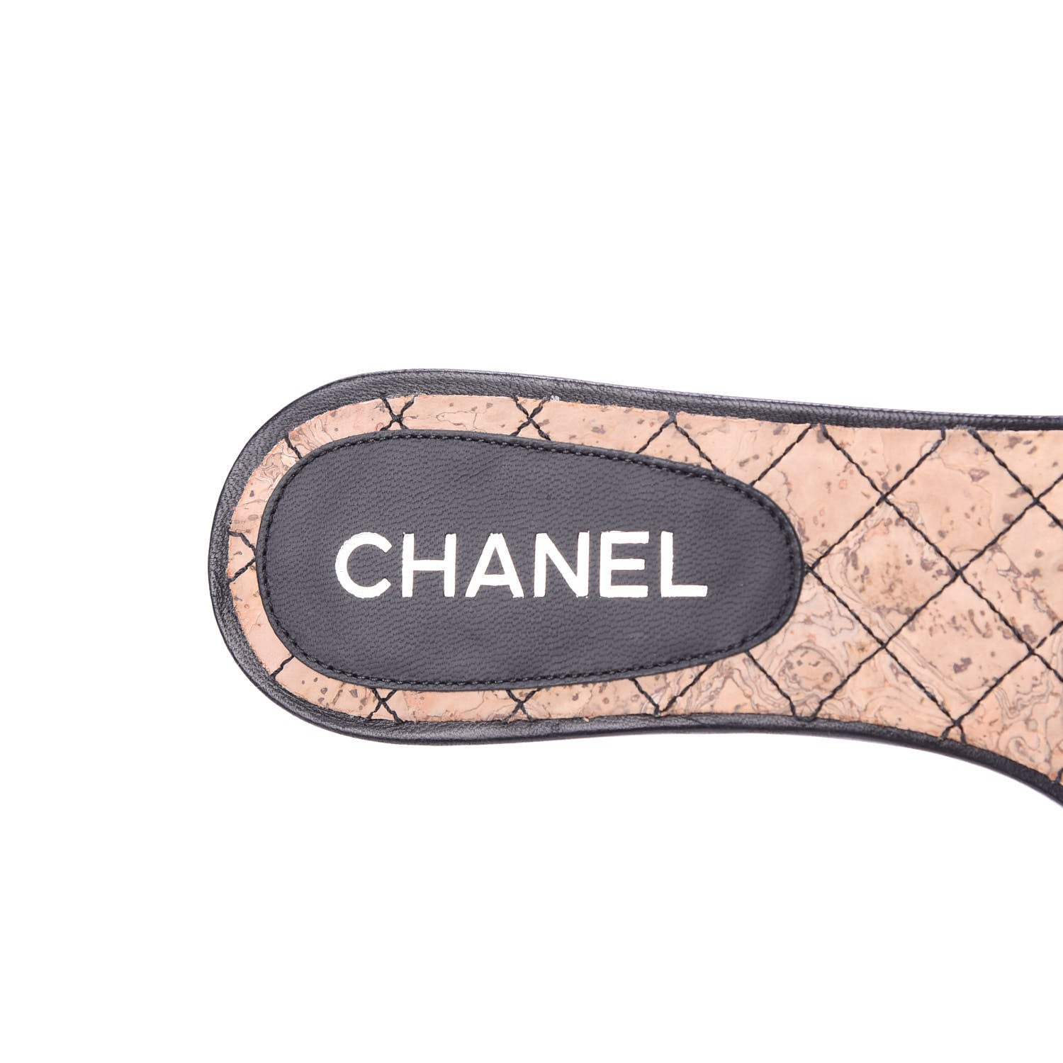 Chanel Lambskin Cork Camellia Sandals 38.5 Black 6 of 9