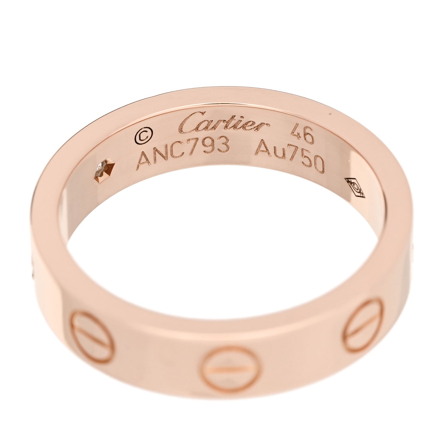 18K Pink Gold Diamond 4mm LOVE Wedding Band Ring 46 3.75