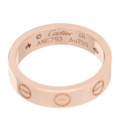 Cartier 18K Pink Gold Diamond 4mm LOVE Wedding Band Ring 46 3.75 4 of 4