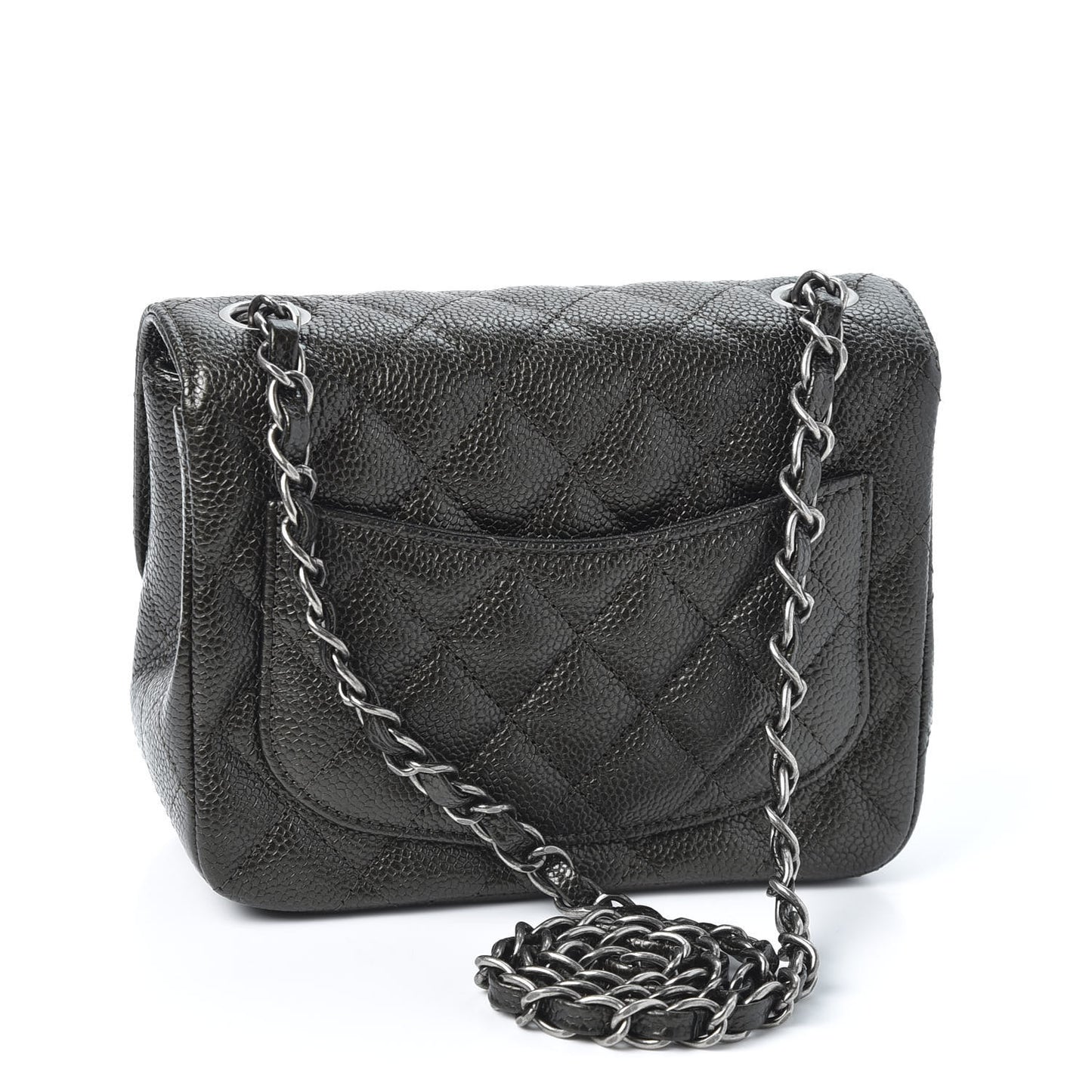 Caviar Quilted Mini Square Flap Charcoal