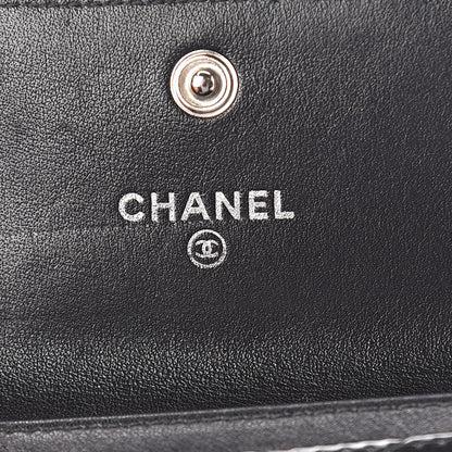 Chanel Striated Patent Quilted Card Holder Grey 6 of 8